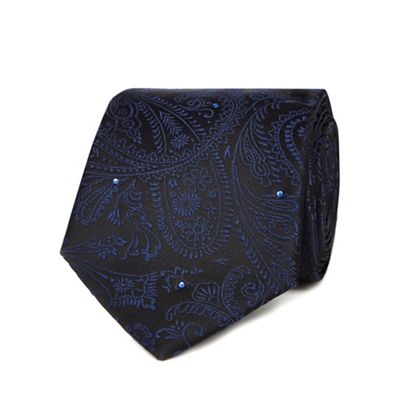 Black Tie Blue paisley print tie